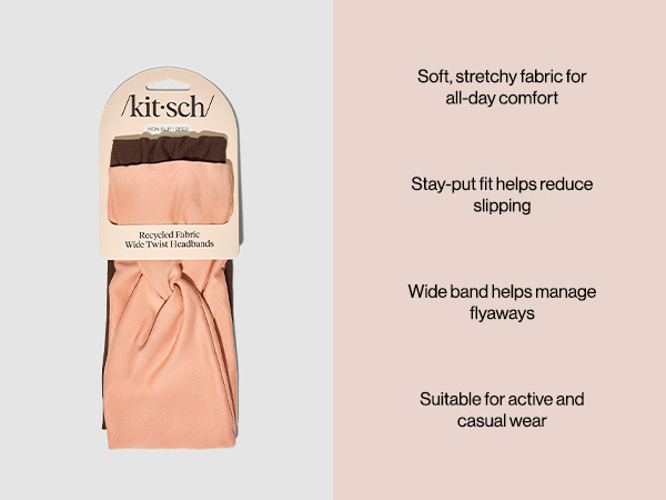 Kitsch Wide Headbands for Women Non Slip - Rosewood, 2pcs - Running Headbands for Girls, Ideal for Working Out, Yoga, Gym, or Lounging – Stretchy Head Bands – Fashion Hair Accessories