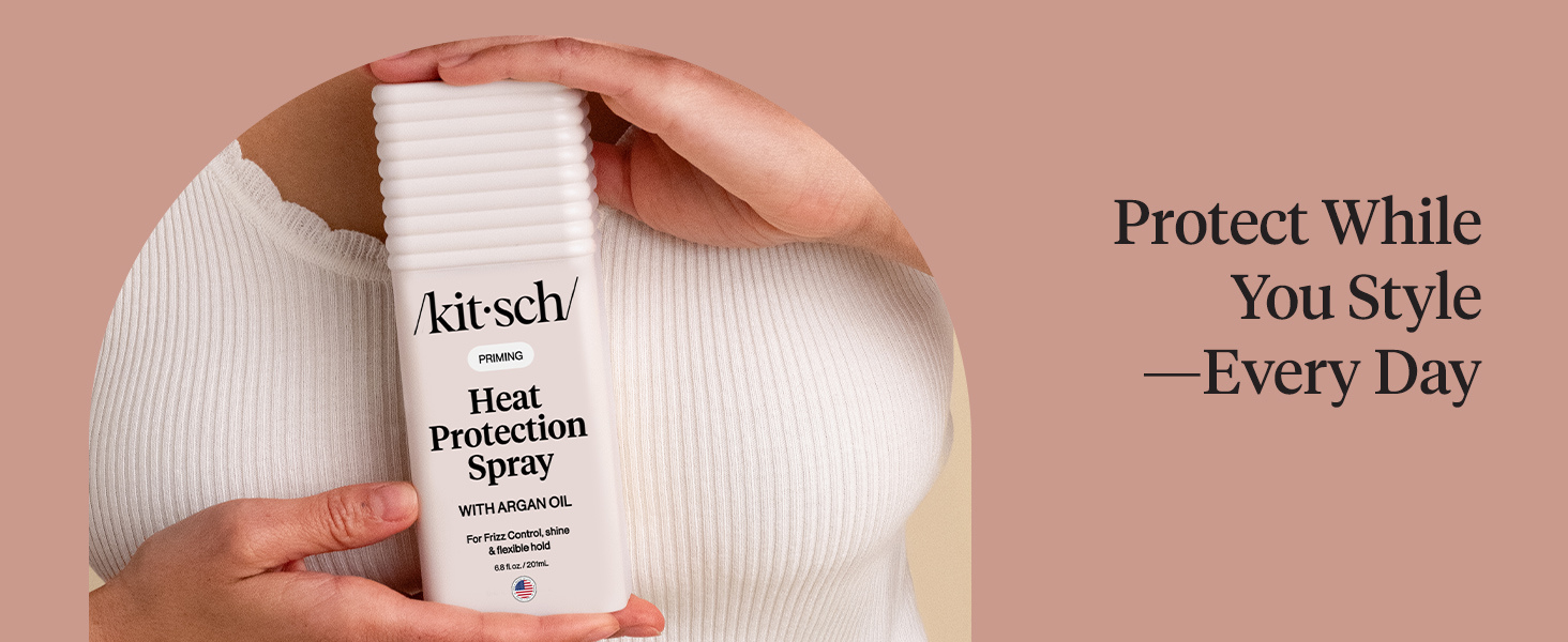Kitsch Heat Protection Spray for Hair &ndash; Heat Protectant for Hair with Argan Oil &ndash; Styling Hair Spray for Frizz Control, Shine & Damage Protection &ndash; Protects Strands | Ideal Gifts for Women