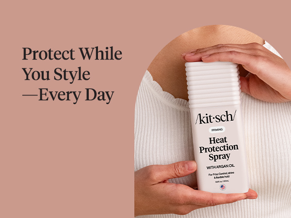 Kitsch Heat Protection Spray for Hair &ndash; Heat Protectant for Hair with Argan Oil &ndash; Styling Hair Spray for Frizz Control, Shine & Damage Protection &ndash; Protects Strands | Ideal Gifts for Women