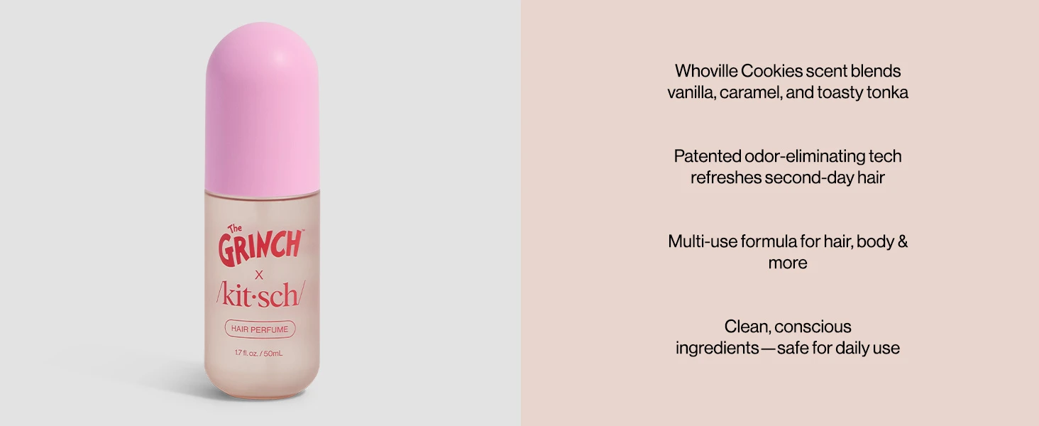 Kitsch Hair Perfume for Women &ndash; Hair Spray & Body Mist &ndash; 50mL - Warm Cookie-Scented Hug &ndash; Clean, Deodorizing & Patented Odor-Eliminating Technology &ndash; Freshen Hair, Body & Pillows