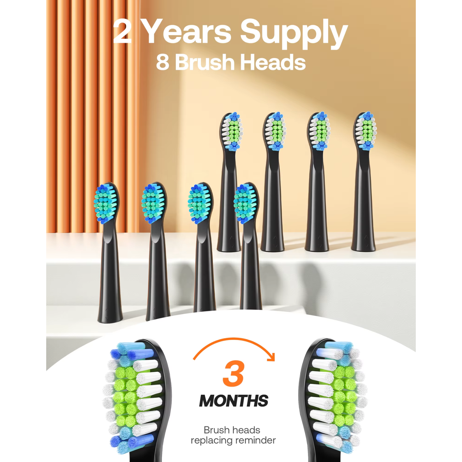 Bitvae Electric Toothbrush with 8 Brush Heads, 2 Years Supply, 3 Months Brush Heads Replacing Reminder