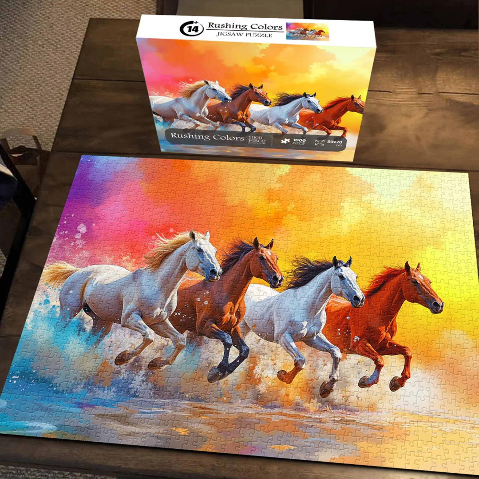Rushing colors 1000 piece jigsaw puzzle for adults - Spread the joy of puzzling far and wide! Whether as a present for a friend or a delightful activity shared with loved ones, this puzzle promises moments of laughter and bonding, creating cherished memories that endure.