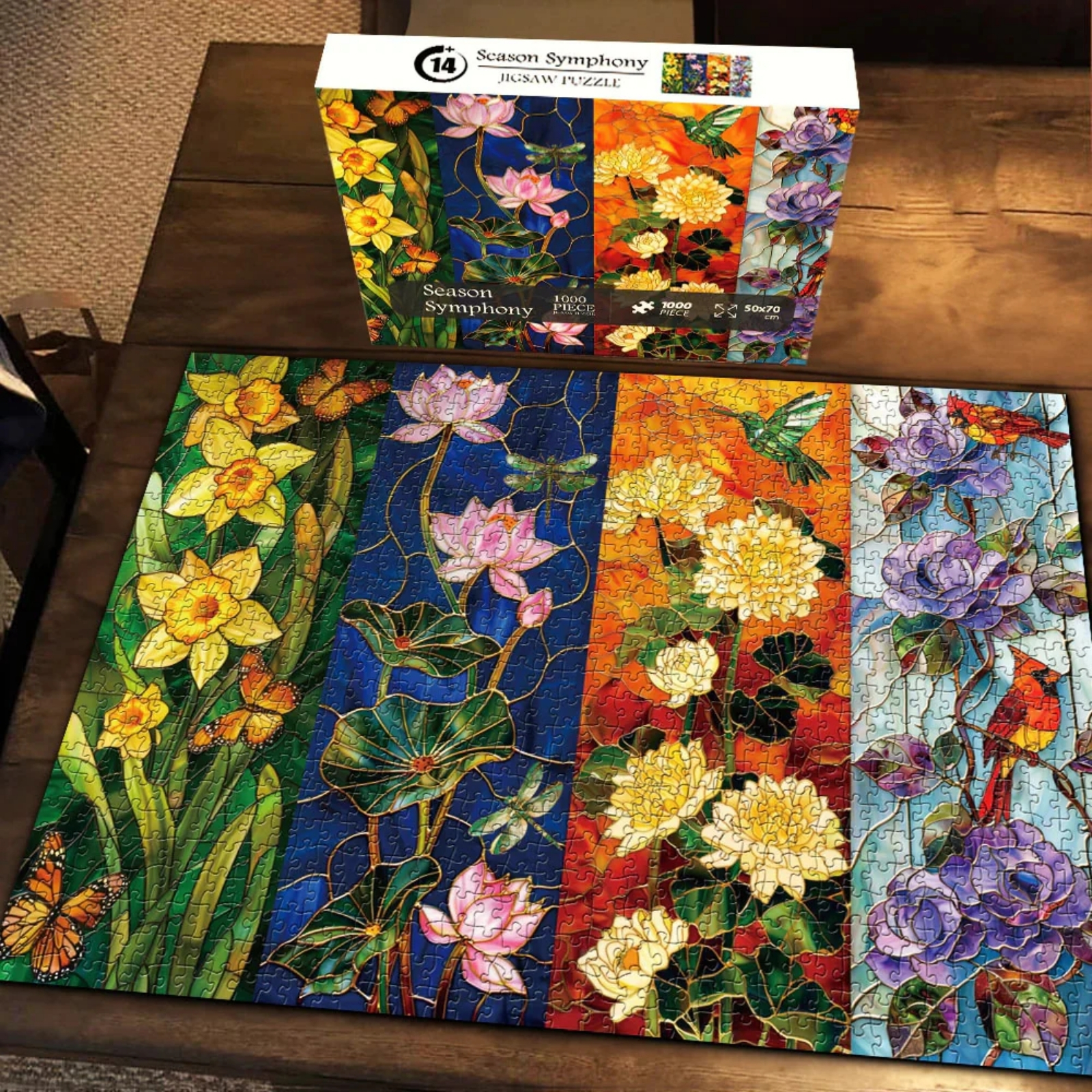 Season Symphony 1000 Piece Jigsaw Puzzle for Adults is an ideal gift for friends and family. Whether it's for a birthday, holiday, or just because, this puzzle provides hours of entertainment and a beautiful end result that can be shared and enjoyed together.