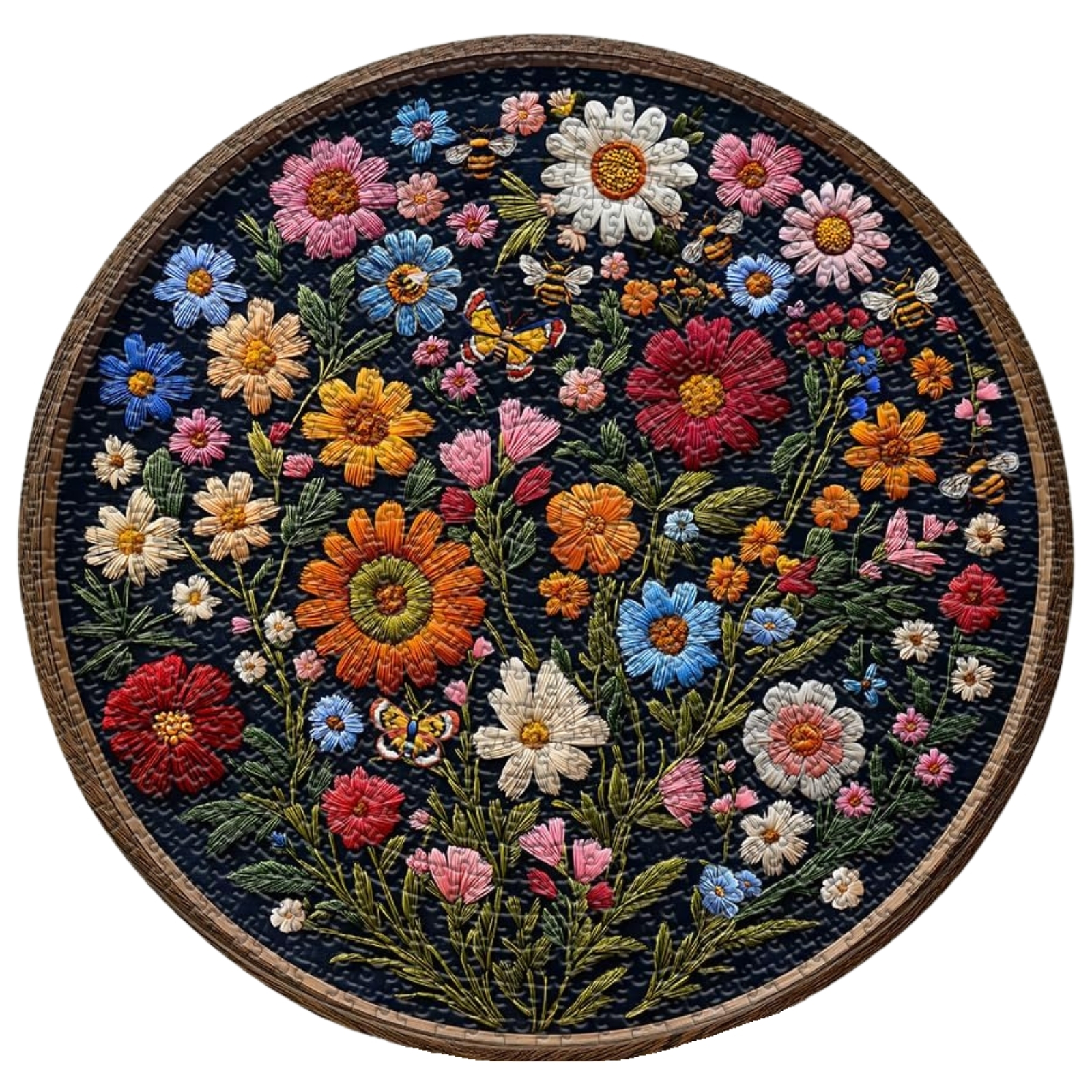 Wildflower Art Round 1000 piece puzzle for adults