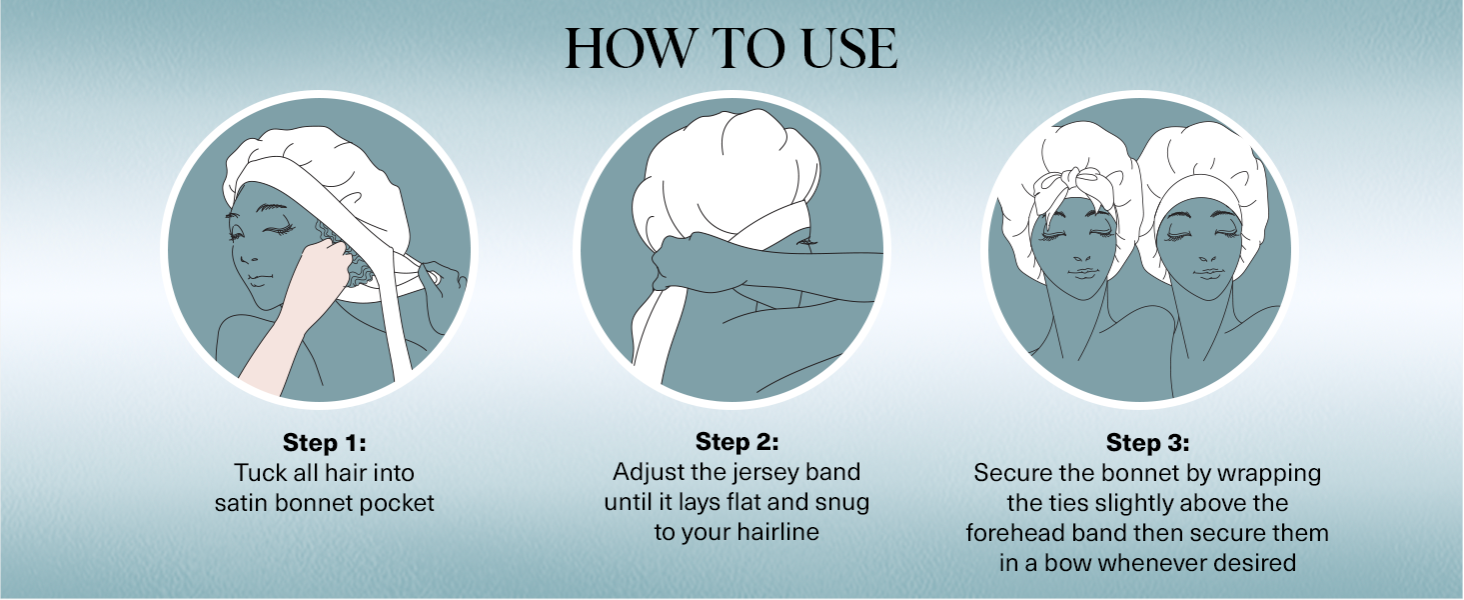 Kitsch Adjustable Oversized Satin Bonnet - Haze Blue