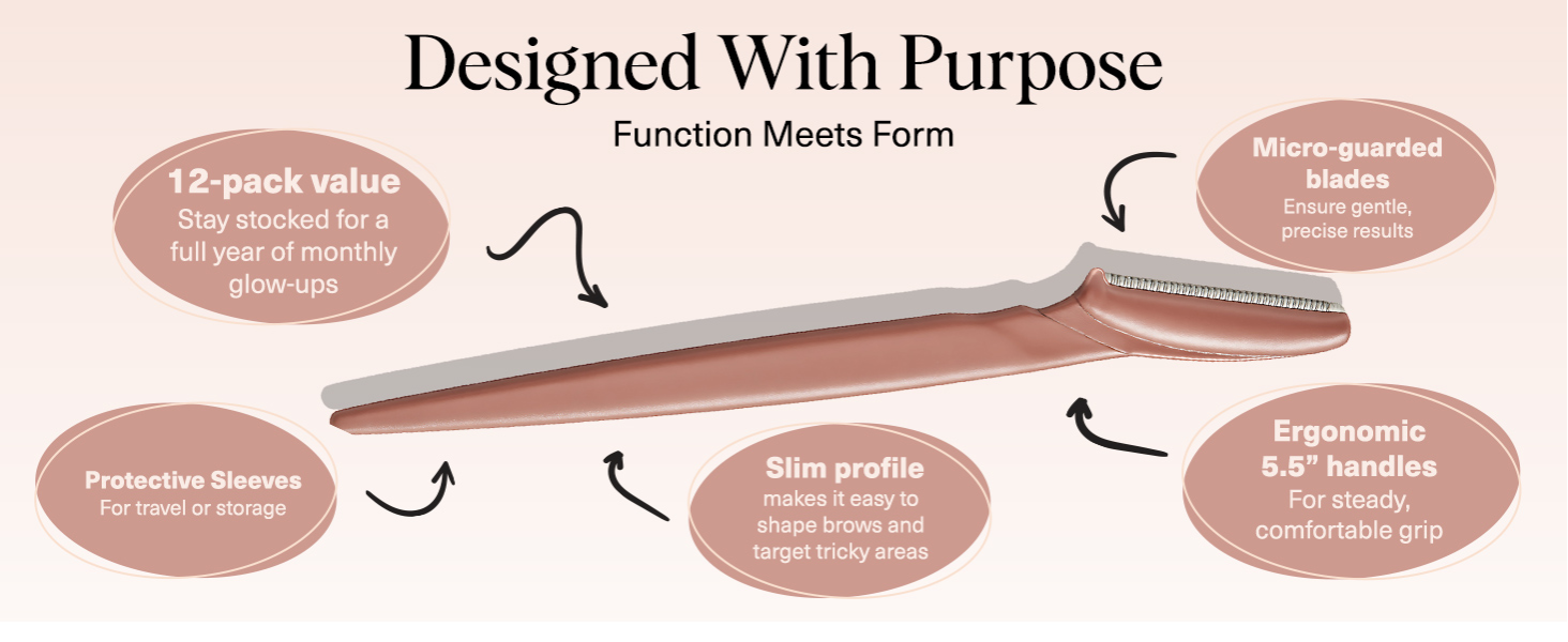 Kitsch Dermaplaning Tool - Razor for Face & Eyebrow 12pc Set - Terracotta