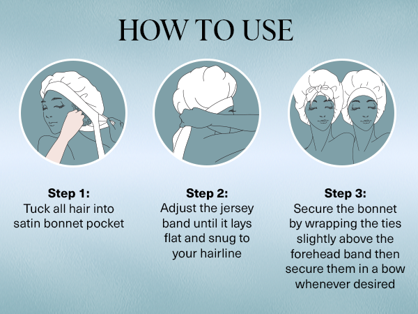 Kitsch Adjustable Oversized Satin Bonnet - Haze Blue