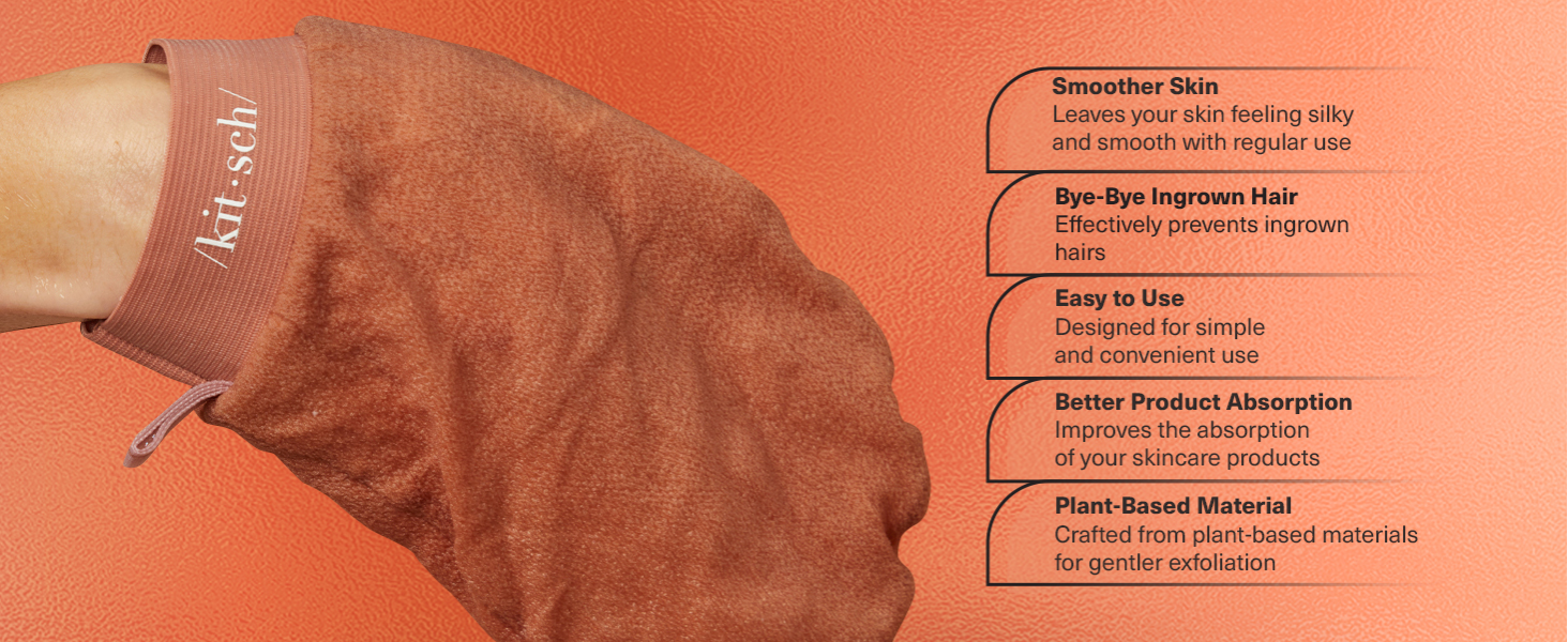 Kitsch Exfoliating Gloves 2pc Set - Black & Terracotta