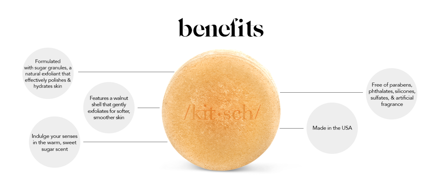 Kitsch Sugar Exfoliating Body Scrub Bar for Smooth & Glowing Skin