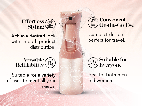 Kitsch Continuous Spray Bottle for Hair – Fine Mist Water Mister & Water Spray Bottle – Recycled Hair Spray Bottle – Spray Bottles for Cleaning, Styling, Plants & More – Terracotta, 150ml