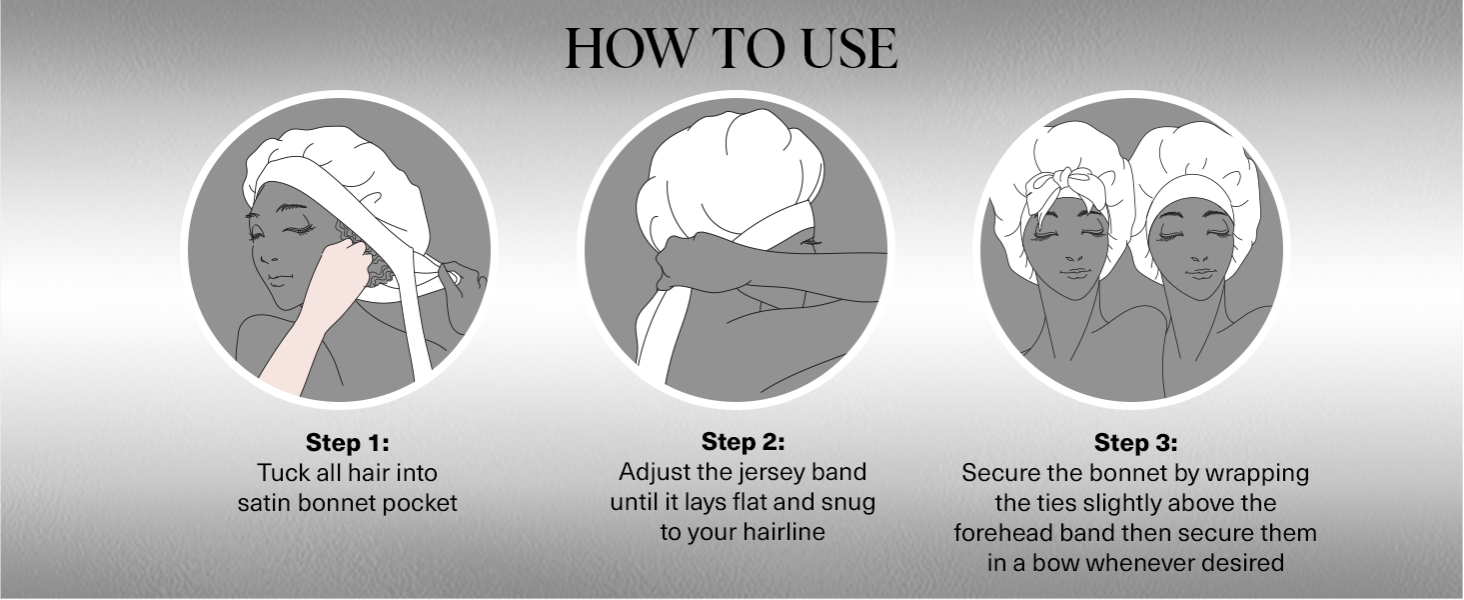 Kitsch XL Satin Bonnet for Sleeping - Softer Than Silk Hair Bonnet for Women - Secure Fit, Adjustable Night Cap for Curly & Textured Hair - Prevents Breakage, Tangles & Thinning - Charcoal