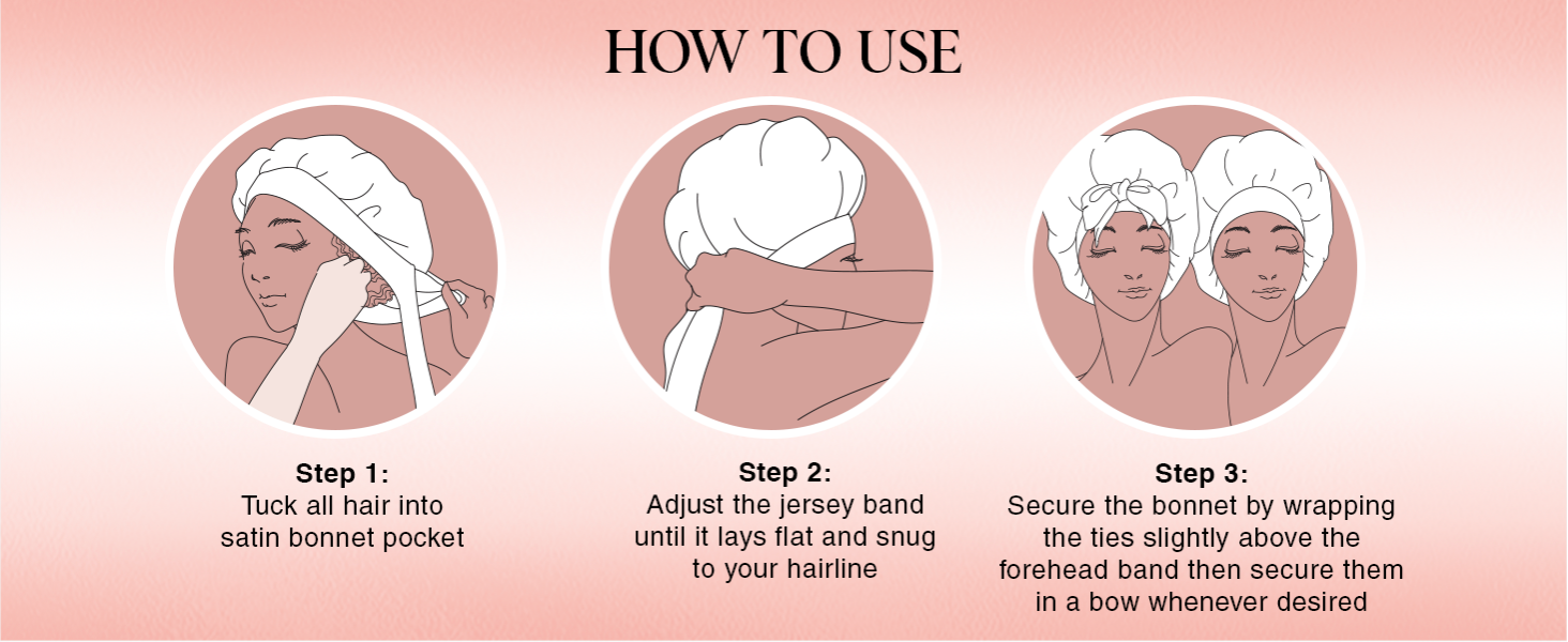 Kitsch XL Satin Bonnet for Sleeping - Softer Than Silk Hair Bonnet for Women - Secure Fit, Adjustable Night Cap for Curly & Textured Hair - Prevents Breakage, Tangles & Thinning - Blush