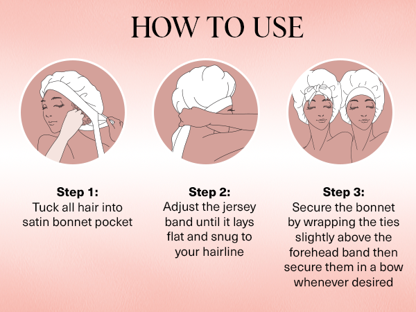 Kitsch XL Satin Bonnet for Sleeping - Softer Than Silk Hair Bonnet for Women - Secure Fit, Adjustable Night Cap for Curly & Textured Hair - Prevents Breakage, Tangles & Thinning - Blush