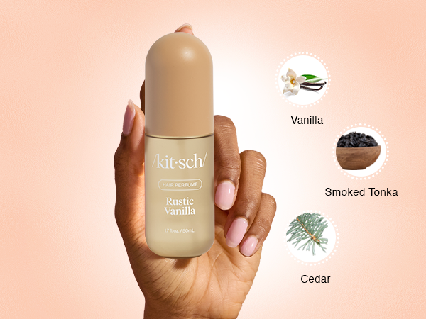 Kitsch Hair Perfume for Women - Rustic Vanilla | Clean, Deodorizing & Patented Odor-Eliminating Technology Hair Spray & Body Mist - Freshen Hair, Pillows - Warm Tonka, Vanilla & Cedar Blend - 50 mL