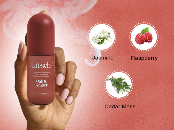 Kitsch Hair Perfume for Women - Oak & Amber | Clean, Deodorizing & Patented Odor-Eliminating Technology Hair Spray & Body Mist - Freshen Hair, Body & Pillows- Berries and Blooming Jasmine Scent - 50mL