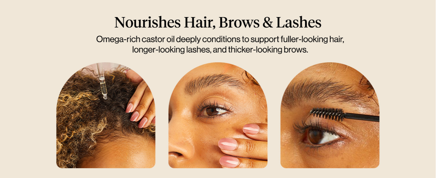 Kitsch Organic Castor Oil for Hair Growth - 100% Pure Castor Oil, Organic Cold Pressed Unrefined Glass Bottle for Face, Skin, Lashes, Brows, Scalp, Nails & Belly Button | Ideal Gifts for Women - 60 mL