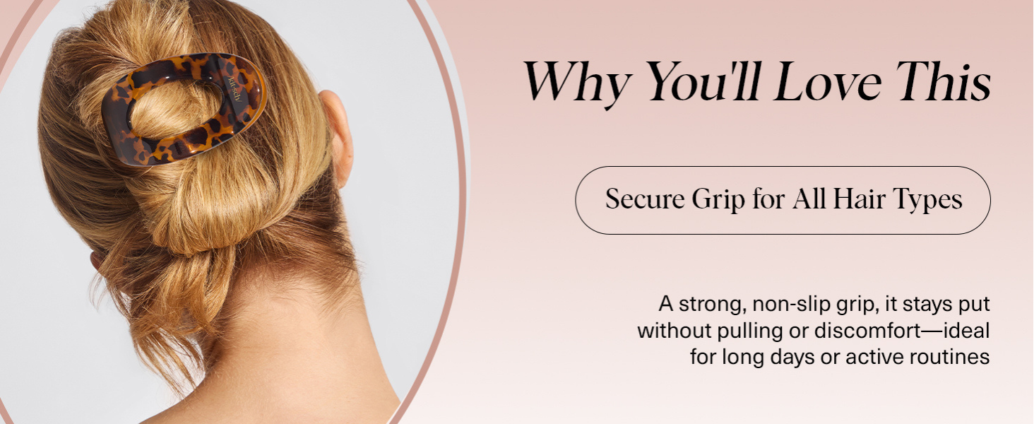 Kitsch Medium Flat Claw Clips for Women - Stylish Flat Hair Clips, Strong Hold for Thick & Fine Hair | Non-Slip for Secure, Comfortable All-Day Wear | Ideal Gifts for Women - Tortoise Design