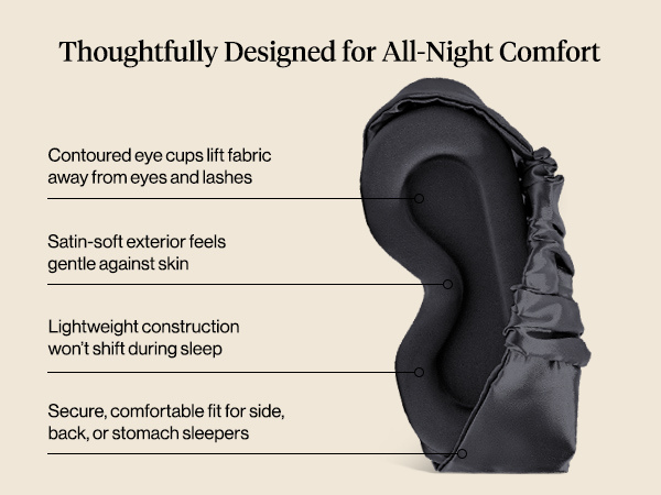 Kitsch Contour Pillow Eye Mask – Softer Than Silk Eye Masks for Sleep, Blindfold Sleep Masks for Women & Men, No Eye Pressure, Lightweight, Eye Care, Travel Essentials - Charcoal