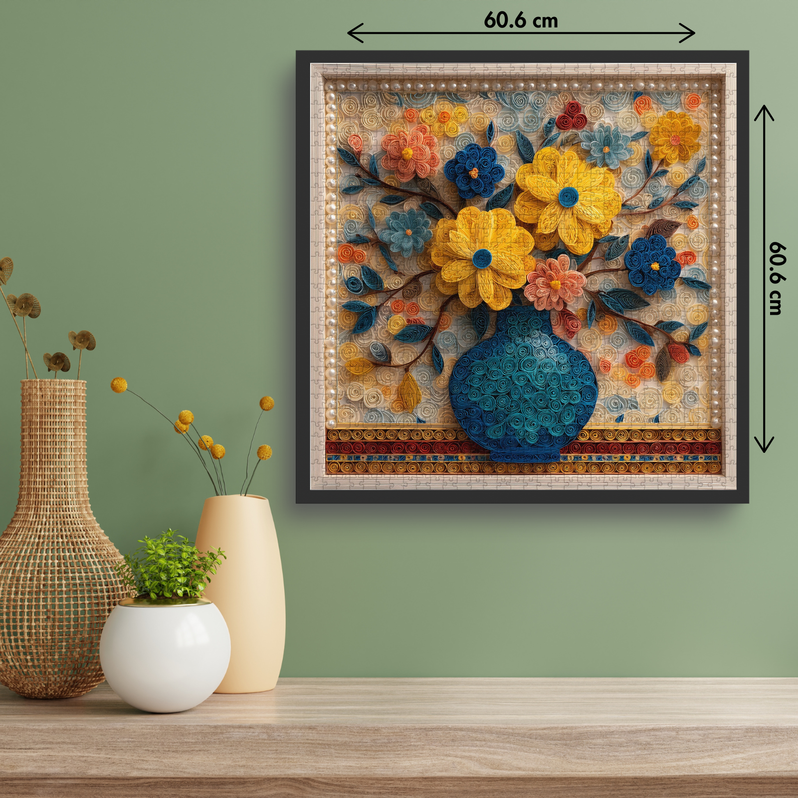 Flower Vase Puzzles for Adults 1000 Pieces, Larkipuzz Colorful Wildflower Jigsaw Puzzles Paper Art Pearl, Unique Impossible Spring Plant Theme as Wall Decor