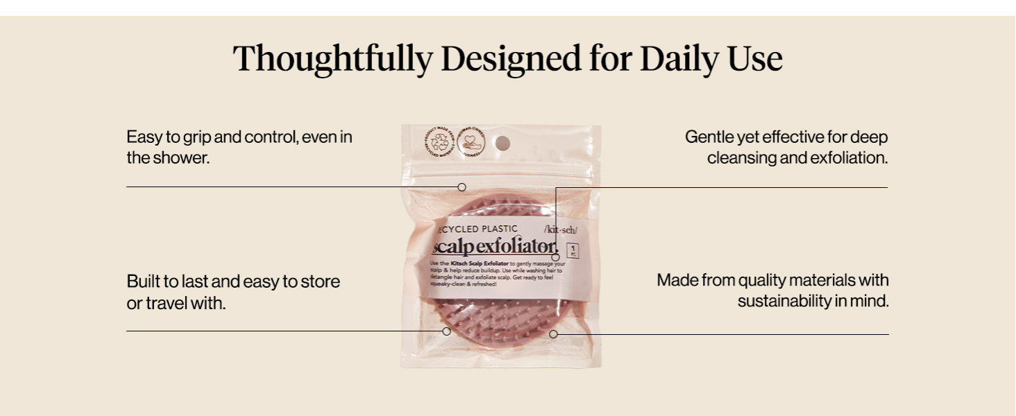 Kitsch Scalp Massager for Hair Care - Scalp Scrubber, Shampoo Brush & Exfoliator for Scalps- Hair Scrubber for Relaxing Bath - Terracotta