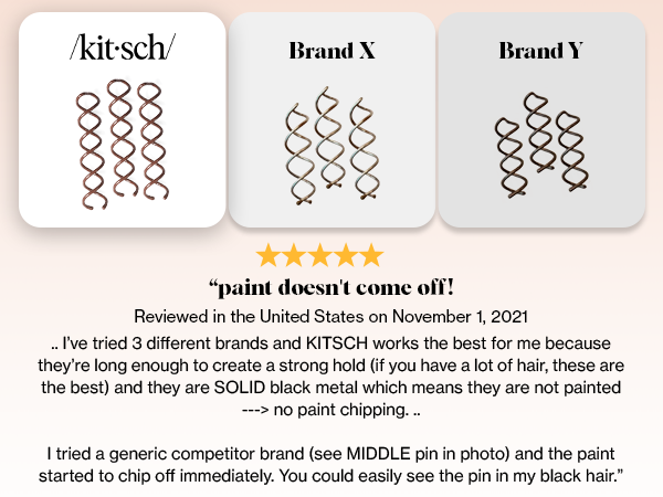 Kitsch Spiral Bobby Pins for Girls and Women - Hair Bun Maker | Rounded Tips, Chip-Resistant Bun Twist Spiral Hair Pins | Secure Hold All-Day | Ideal Gifts for Women - 3Pcs, Brown