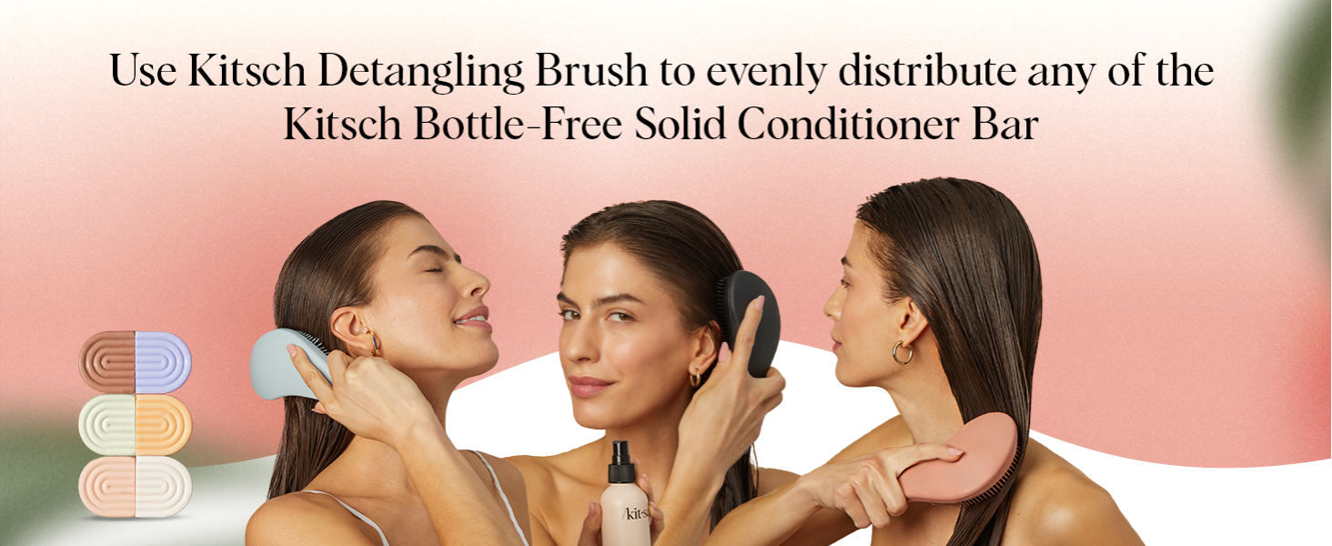 Kitsch Detangler Brush &ndash; Gentle Curly Hair Brush with Flexible Bristles for All Hair Types - Wet or Dry | Detangling Hair Brushes for Women & Men, Hairbrush for Adults & Kids - Terracotta