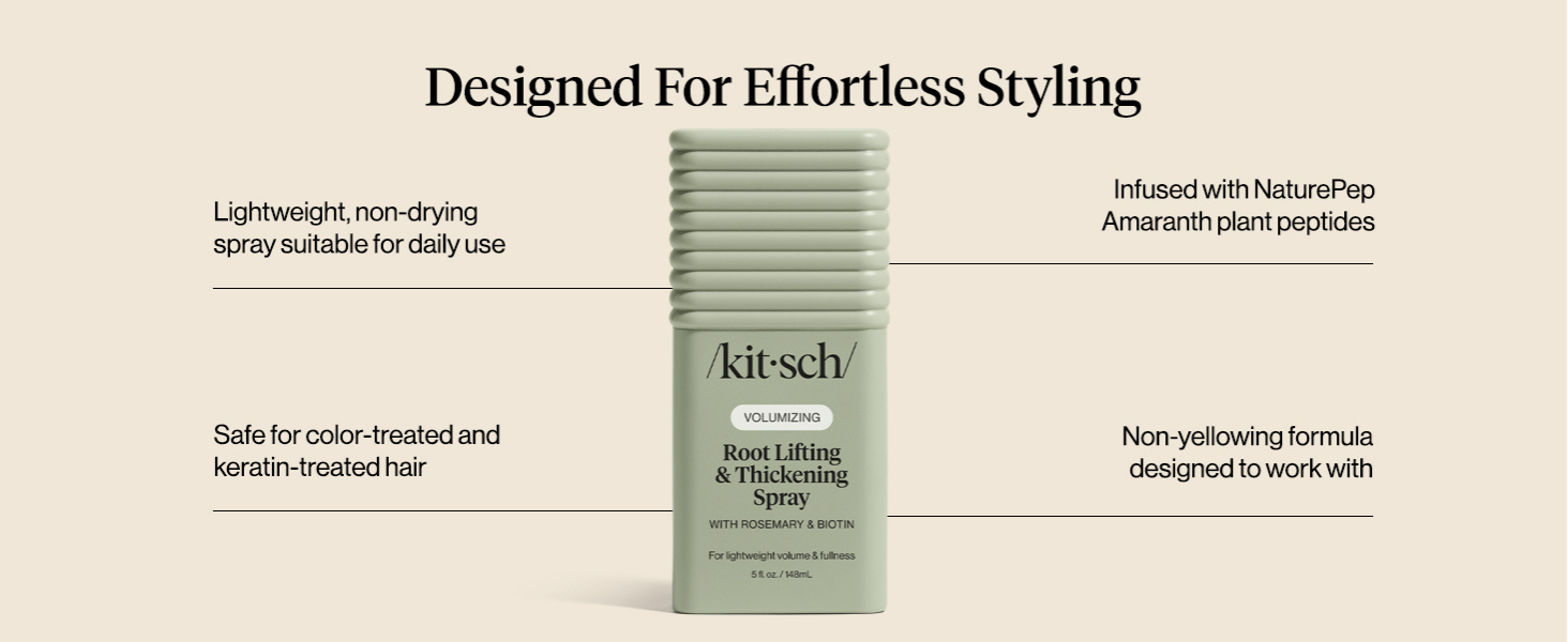 Kitsch Root Lifting Spray for Fine Hair - Thickening Hair Spray With Rosemary and Biotin | Lightweight Volumizing Spray for Instant Lift and Fullness | Adds Volume, Natural Hold - 148mL