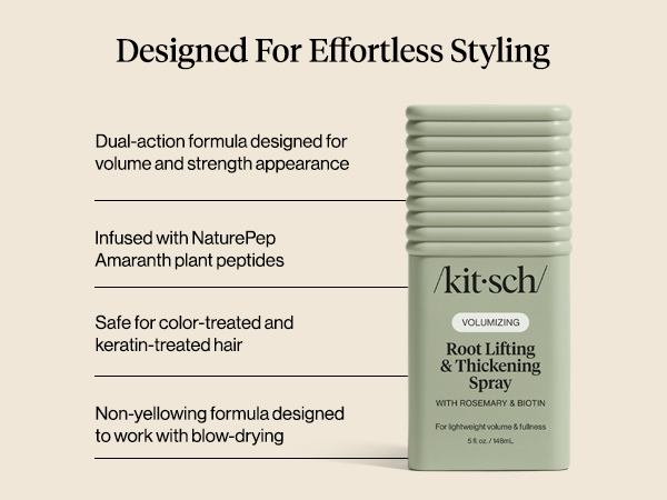 Kitsch Root Lifting Spray for Fine Hair - Thickening Hair Spray With Rosemary and Biotin | Lightweight Volumizing Spray for Instant Lift and Fullness | Adds Volume, Natural Hold - 148mL