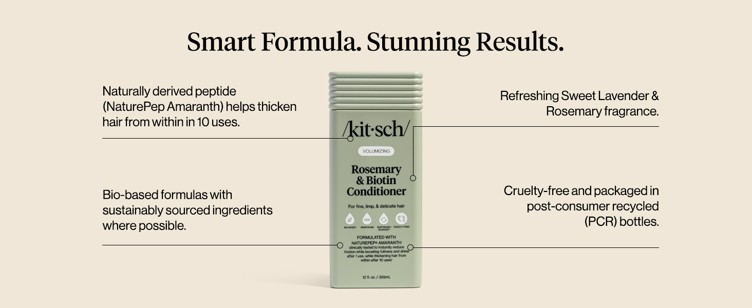 Kitsch Volumizing Rosemary & Biotin Liquid Conditioner for Women and Men for Hair Growth &ndash; Boosts Fullness & Shine After 1 Use, Thickening Bio-Based Hair Care, Color-Safe