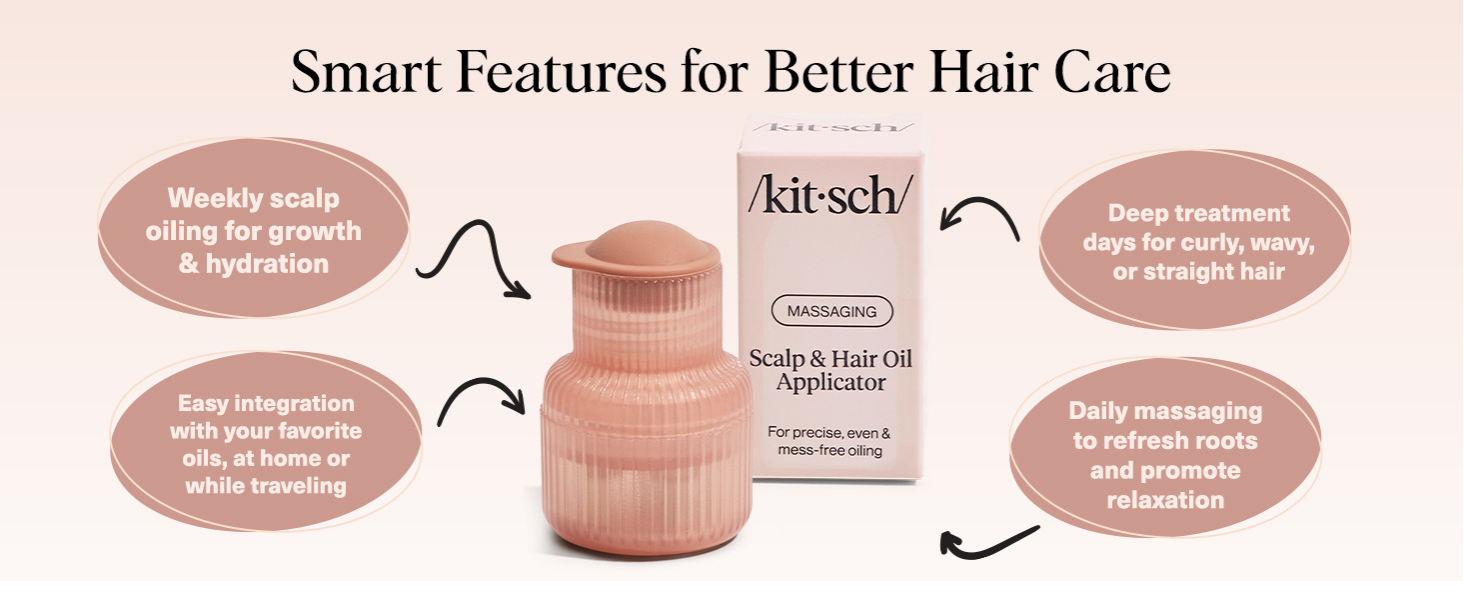 Kitsch Scalp & Hair Oil Applicator &ndash; Stainless Steel Bristles Scalp Oil Applicator for Even Distribution, Mess-Free Oiling & Head Massager Scalp &ndash; Precision Hair Care Tool for Roots & All Hair Types