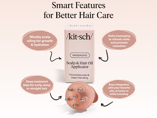 Kitsch Scalp & Hair Oil Applicator &ndash; Stainless Steel Bristles Scalp Oil Applicator for Even Distribution, Mess-Free Oiling & Head Massager Scalp &ndash; Precision Hair Care Tool for Roots & All Hair Types