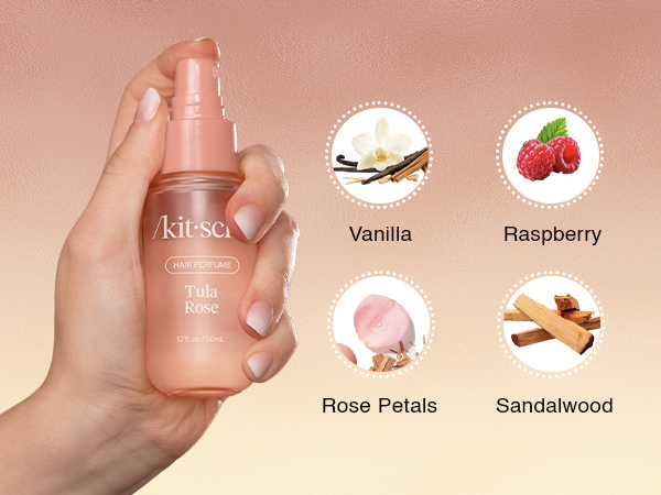Kitsch Hair Perfume for Women - Tula Rose | Clean, Deodorizing & Patented Odor-Eliminating Technology Hair Spray & Body Mist - Freshen Hair, Body & Pillows - Floral Vanilla Scent &ndash; 50mL