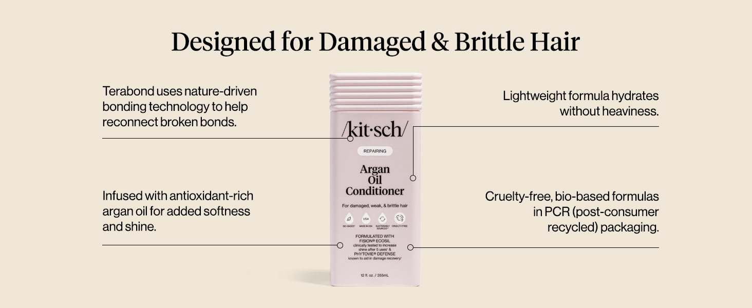Kitsch Repairing Argan Oil Liquid Conditioner for Women & Men &ndash; Argan Oil for Hair, For Shine, Smoothness & Damage Recovery, Hair Repair &ndash; Clean, Color-Safe Hair Care