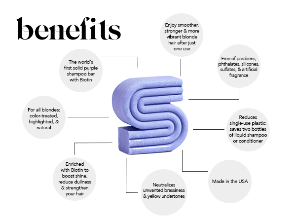 Kitsch Toning Purple Shampoo For Blondes & Color Treated Hair - Shampoo Bar For Women and Men - Biotin Shampoo for Strengthening & Neutralizing Brassy Tones - Vegan, Silicone & Sulfate Free