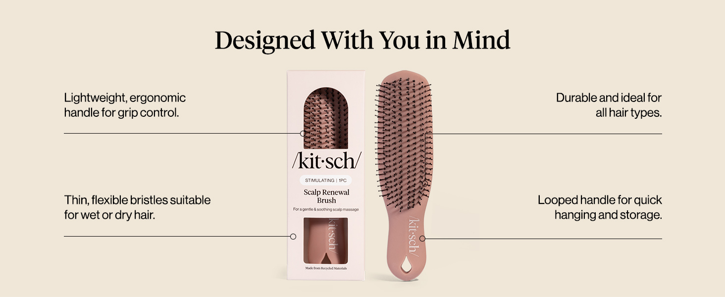 Kitsch Scalp Renewal Brush - Exfoliating & Scalp Massager for Hair Growth, Gentle Head Massage Brush to Remove Buildup, Boost Circulation & Relaxing Head Scrubber for Washing Hair - Terracotta