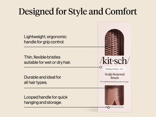 Kitsch Scalp Renewal Brush - Exfoliating & Scalp Massager for Hair Growth, Gentle Head Massage Brush to Remove Buildup, Boost Circulation & Relaxing Head Scrubber for Washing Hair - Terracotta