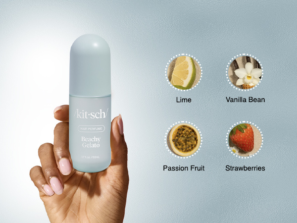 Kitsch Hair Perfume for Women- Beachy Gelato | Clean, Deodorizing & Patented Odor-Eliminating Technology Hair Spray & Body Mist- Freshen Hair, Body & Pillows- Tropical Citrus, Vanilla Bean Scent- 50mL