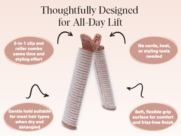 Kitsch Volumizing Hair Clips for Women - Hair Rollers for Volume & Curls - Volumizing Hair Products, Hair Roller Clips for Effortless Curls That Last - 2pc, Terracotta