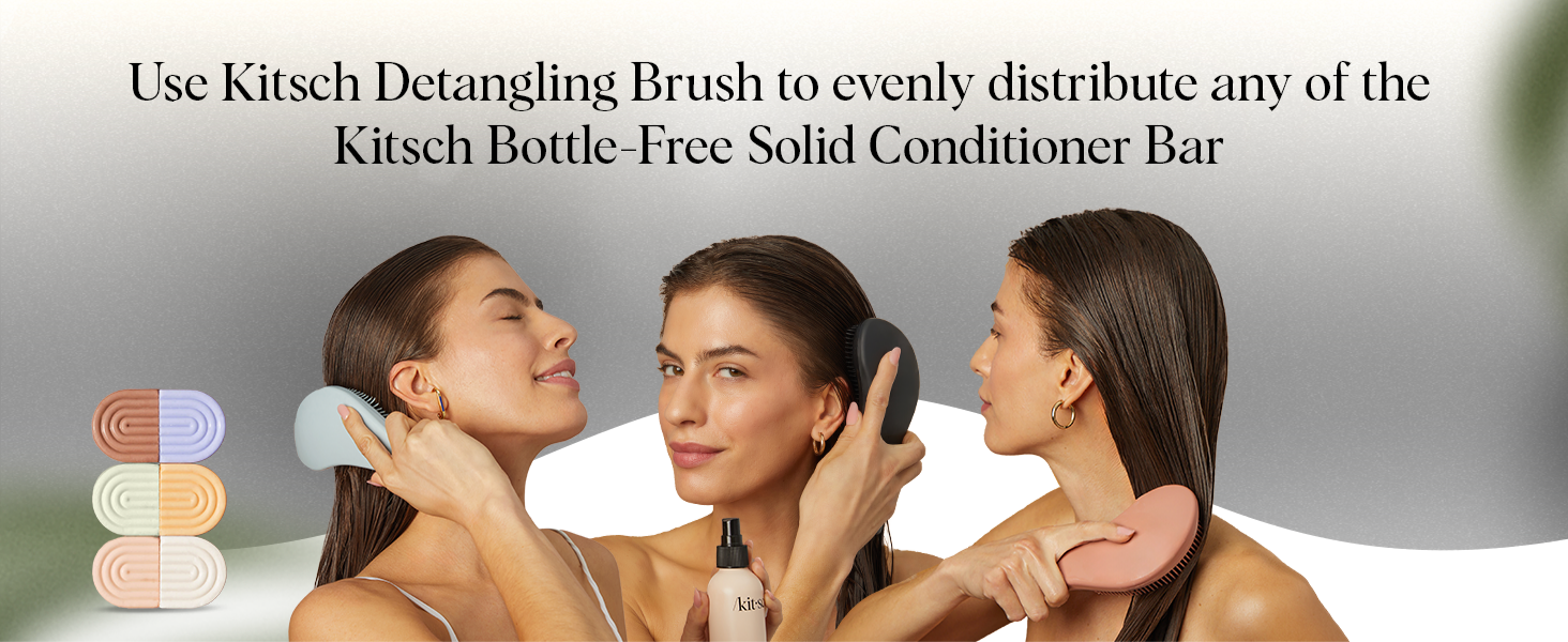 Kitsch Detangler Brush &ndash; Gentle Curly Hair Brush with Flexible Bristles for All Hair Types - Wet or Dry | Detangling Hair Brushes for Women & Men, Hairbrush for Adults & Kids - Black