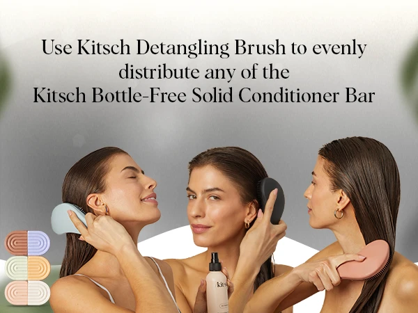 Kitsch Detangler Brush &ndash; Gentle Curly Hair Brush with Flexible Bristles for All Hair Types - Wet or Dry | Detangling Hair Brushes for Women & Men, Hairbrush for Adults & Kids - Black