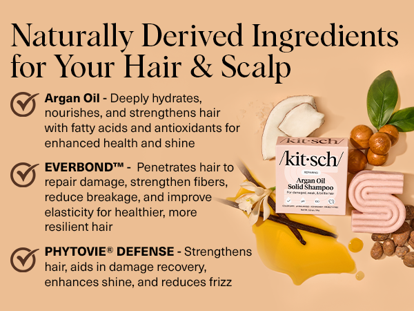 Kitsch Argan Oil Shampoo Bar for Hair Growth &ndash; Repairing Hair Shampoo for Women & Men &ndash; Strengthening & Moisturizing Hair Care &ndash; Paraben, Phthalates, Silicone & Sulfate Free - Made in USA