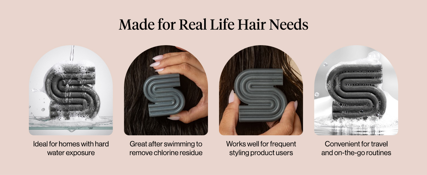 Kitsch Clarifying Shampoo Bar – Detox Shampoo for Hard Water & Chlorine Build Up – Hair Shampoo for Women & Men – Hair Care w/Apple Cider Vinegar, Activated Charcoal & Vitamin C, Color-Safe - 91g