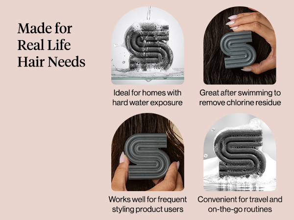 Kitsch Clarifying Shampoo Bar – Detox Shampoo for Hard Water & Chlorine Build Up – Hair Shampoo for Women & Men – Hair Care w/Apple Cider Vinegar, Activated Charcoal & Vitamin C, Color-Safe - 91g