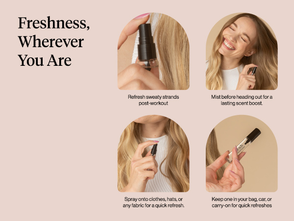 Kitsch Hair Perfume for Women- Trio Set | Deodorizing & Patented Odor-Eliminating Technology Hair Spray & Body Mist- Freshen Hair, Body & Pillows - Tula Rose, Beachy Gelato & Coastal Sorbet- 3 x 10mL