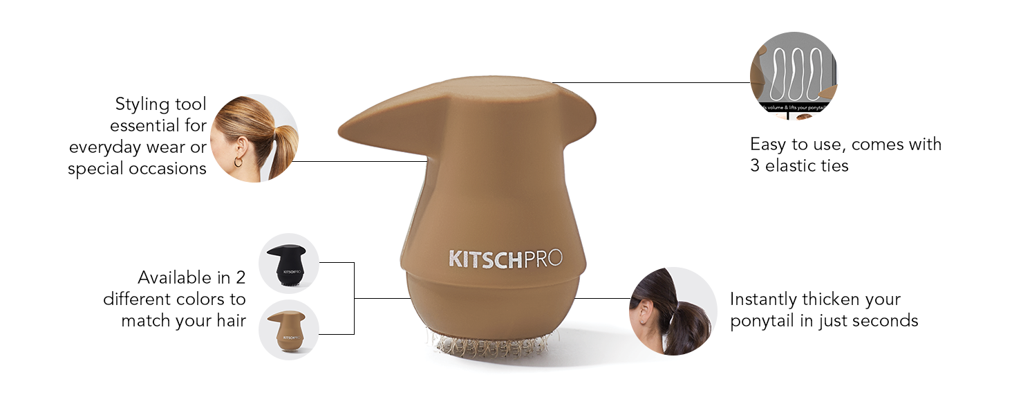 Kitsch PONYFULL Hair Volumizer Tool - Adds Lift and Style To Your Ponytail | Hair Bun Maker for Women | Ponytail Volumizer, Includes 3 No Snag Elastic Ties | Ideal Gifts for Women - (Blonde)