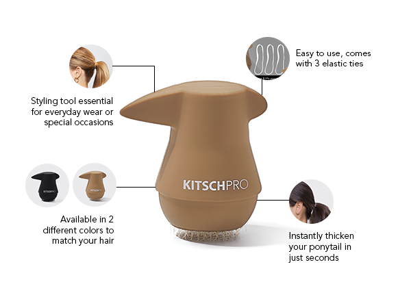 Kitsch PONYFULL Hair Volumizer Tool - Adds Lift and Style To Your Ponytail | Hair Bun Maker for Women | Ponytail Volumizer, Includes 3 No Snag Elastic Ties | Ideal Gifts for Women - (Blonde)