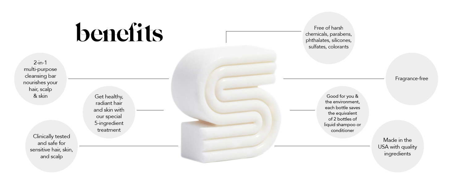 Kitsch Ultra Sensitive 2-in-1 Shampoo Bar and Body Wash Bar Soap | 5-Ingredient Formula Hair Care & Body Care - Fragrance Free & Vegan for Sensitive Scalp & Skin - Made in the USA