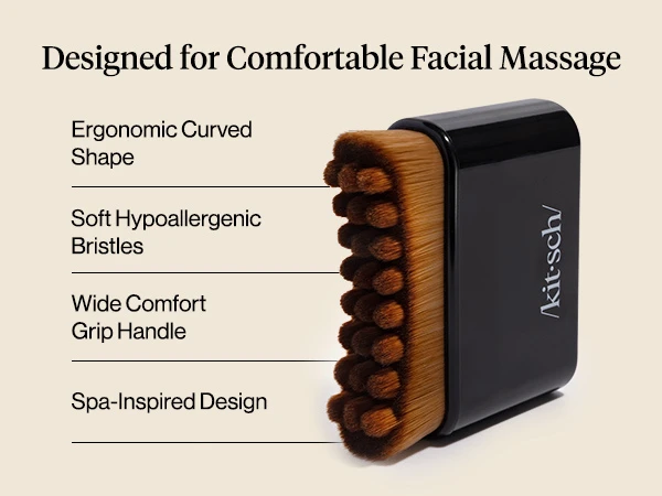 Kitsch Lymphatic Contour Face Brush - Facial Massage Brushes - Black | Hypoallergenic Bristles, Depuffing & Encourage Circulation