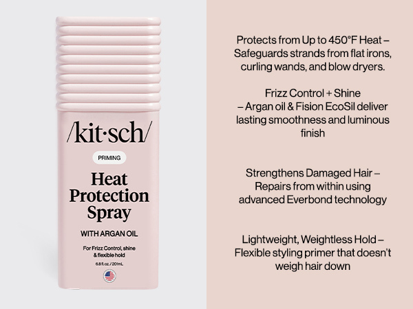 Kitsch Heat Protection Spray for Hair &ndash; Heat Protectant for Hair with Argan Oil &ndash; Styling Hair Spray for Frizz Control, Shine & Damage Protection &ndash; Protects Strands | Ideal Gifts for Women
