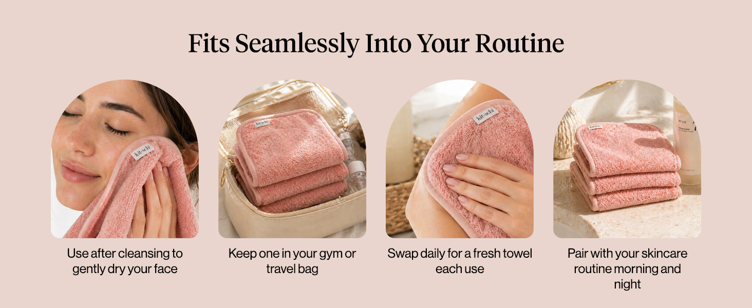 Kitsch Microfiber Face Towels 3pc Set | Clean Towels for Face - Terracotta, Reusable Microfiber Face Cloth for Daily Use, Facial Towel, Gentle Cleanse Face Wipes Alternative, Absorbent Quick Dry Cloths